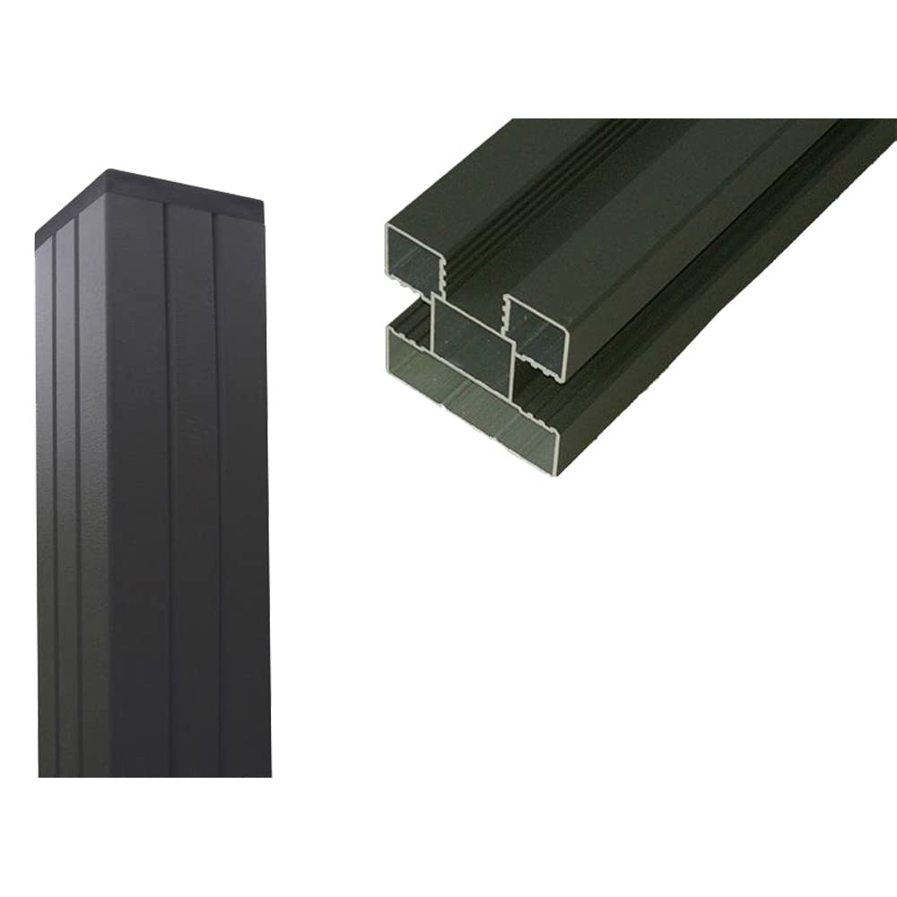 Universal WPC Pfosten (Alu) für Sichtschutz/Steckzaun, 68 x 68 mm, silber anthrazit (Länge: 1,95 m)