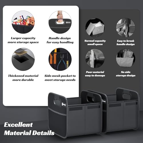 Image of Sposuit Trunk Organizer for Car - Split Car Storage Organizer, Black, 2 Pcs | Reinforced Handles, Collapsible Small Trunk Storage, SUV Trunk Organizers for Grocery Cargo, Non-Slip Bottom