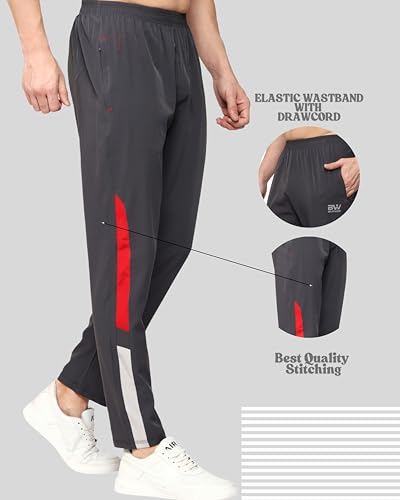 Image of Men's Ns Lycra Spandex Mixx Polyester Sports Trackpants with Both Side Zipper Pockets