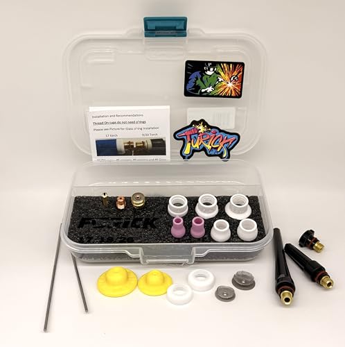 Furick 17 Ceramic TIG Welding Kit (17332KK) 3/32 inch Stubby Consumables Set with Tungsten Gas Lens Collets and Accessories