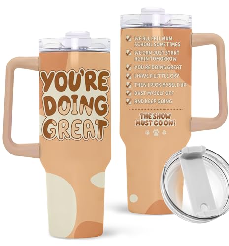 Mom Tumbler - Present to Mom from Daughter, Son - Mother Coffee Mug - Gifts for Mother's Day - Gift for Women and Wife - Mama Cup - You're Doing Great Tumbler 40Oz