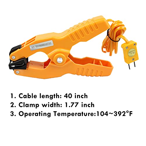 Pipe Clamp K-Type Thermocouple Probe, Measures Temperature Range -40 To 392 °F(-40 To 200 °C), Yellow, Hti-Xintai #TOP5