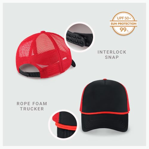 Image of CHOK.LIDS Classic Foam Trucker Hat Summer Mesh Rope Cap Solid Two Toned Blank Hat Mens Womens Adjustable Strap Light Weight