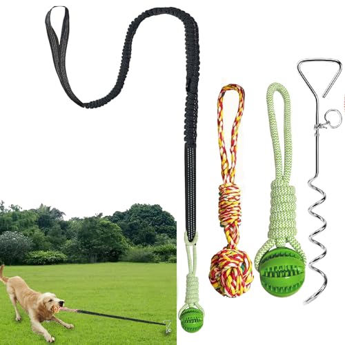 Dog Bungee Tug Toy for Large/Medium/Small Dogs, Dog tug of war Toy with Stake,Outdoor Interactive Toys Can Be Used on Lawns or Trees