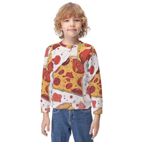 Pizza Pepperoni PatternChildren's Casual Pullover Sweatshirt Loose Fit8-10Y