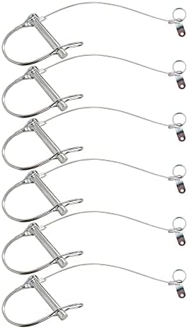 HILILON 6Pcs Trailer Pin - 3/8-Inch Diameter, 2-3/4-Inch Long - Plastic Coating Prevents Loss - 11-Inch Tether Length - Steel Quick Release Ring & Drop Ca - Ideal for Farm, Lawn, and Garden Trailers