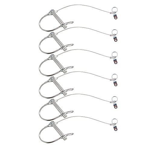 Hililon 6Pcs Trailer Pin - 3/8-Inch Diameter, 2-3/4-Inch Long - Plastic Coating Prevents Loss - 11-Inch Tether Length - Steel Quick Release Ring & Drop Ca - Ideal For Farm, Lawn, And Garden Trailers #TOP19
