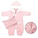 Miunana Baby Doll Clothes 14 to 16 Inch Doll Pink Jumpsuit Hooded Outfits with Cap Handmade Rompers Clothing Set