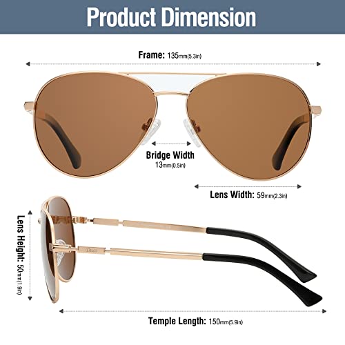 Image of DUCO Aviator Sunglasses Polarized for Men Women 3025K | UV400,Metal Frame, Durable and Sturdy,Comfortable, for Driving Daily, Golf, Fishing