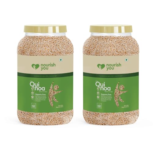 Image of Nourish You White Quinoa 2 kg + 2 kg Super Value Pack Combo | Gluten & Saponin Free | 16.5g Protein per 100g Rich in dietary fibre | Wholegrain Certified Grain | Diet Food for Weight Management | Healthy Breakfast cereal