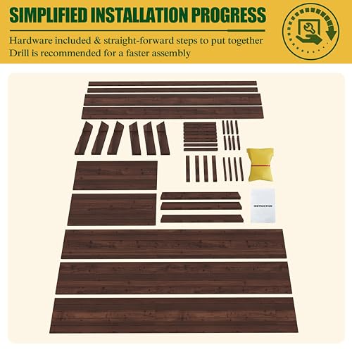 Image of BlueWish Cedar Wood Raised Garden Bed, 28.5 inch H Planter Boxes Outdoor with Drainage Holes, Detachable Black Liner, Raised Beds for Gardening, Vegetable, Flower, Rustic