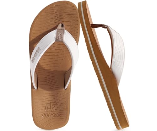 COFACE Men's Flip Flops Comfortable Yoga Mat Cushion Thong Sandals with Arch Support Casual Summer Beach Slides For Man, Size 7~15