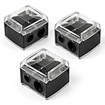 3 Pcs Eyeliner Sharpener,Catches Shavings,Stainless Steel and Plastic,Dual & Compact Cosmetic Pencil Sharpener for Eyeliner,Lip Liner,Brow Pencil etc,Essential Cosmetic Makeup Tool(Black)