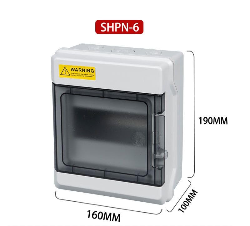 Image of POWER SHPN-6 Electrical Distribution Box | 6 Way Waterproof MCB Box | IP65 Enclosure for Circuit Breakers, Industrial & Home Use (190x160x100mm)