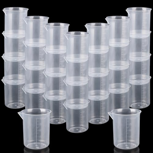 ASelected 30 PCS 100ml Resin Measuring Cups,Graduated Cups with Double-Sided Scale,Epoxy Mixing Cups,Plastic Measuring Cups for Resin Mixing,Liquid and Paint,for Kitchen Cooking Medicine Measure Tool