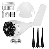 Turbinas de viento de 400W, kit de generador de viento de bajo ruido con 3 palas, mini aerogenerador de 12/24/48 V para hogares industriales(48V-negro)