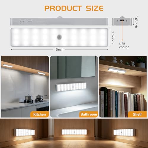 6 Pcs Rechargeable Motion Sensor Closet Light DROPS TO (6 pc white with stand) - image 6