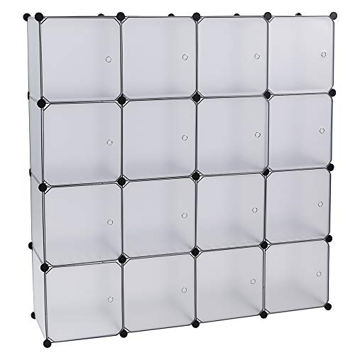 HHFDEEW 16-Cube Storage Shelf Cube Shelving Bookcase Bookshelf Organizing Closet Toy Organizer Cabinet White Color