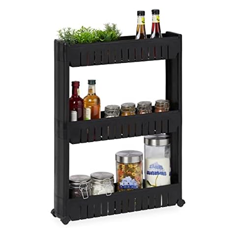Relaxdays Niche Trolley with 3 Shelves Cover