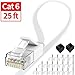 Jaremite Ethernet Cable, Cat 6 Internet LAN Network Patch Cords, Long Flat Cat6 Wire for Router, Modem, PS4, Switch, Xbox One, TV, Gaming (25 feet, White-25FT)