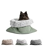 HS-Hundebett® Schlupfsack Cord-Exklusiv – Vielseitige Kuschelhöhle für Hunde und Katzen – Waschbar – Made in DE (Grün/Hellgrau, 45x60 cm)