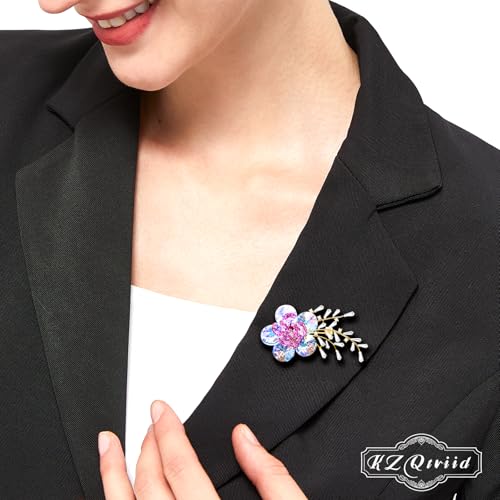 Image of Brooches For Women,14k Gold Plated Copper,Crystal Roselle Cubic Zirconia Brooch Pins For Women ，Crystal Broach,Flower Broach