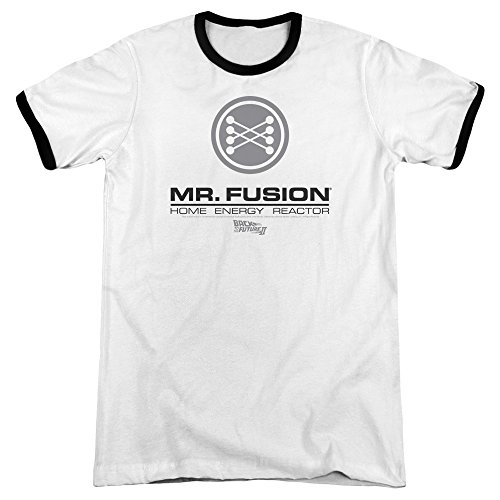 Back To The Future II - Mens Mr. Fusion Logo Ringer T-Shirt, X-Large, White/Black
