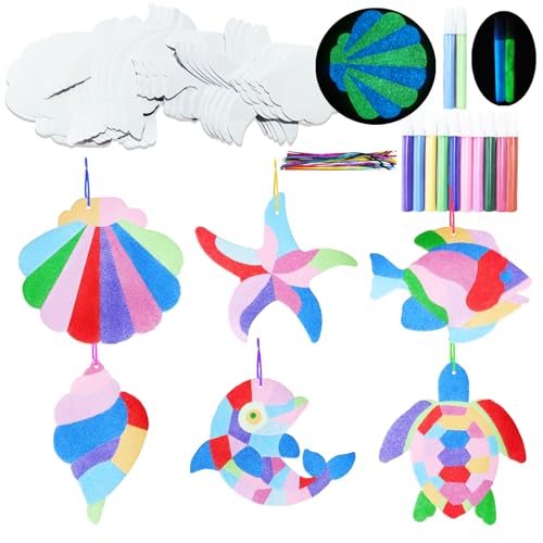 MLOLM 30 Glow in the Dark Sand Art Kits DIY Ocean Sea Sand Painting Activity Craft