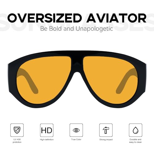 mosanana Retro Oversized Aviator Sunglasses for Women Men Chunky Stylish Style MS524742