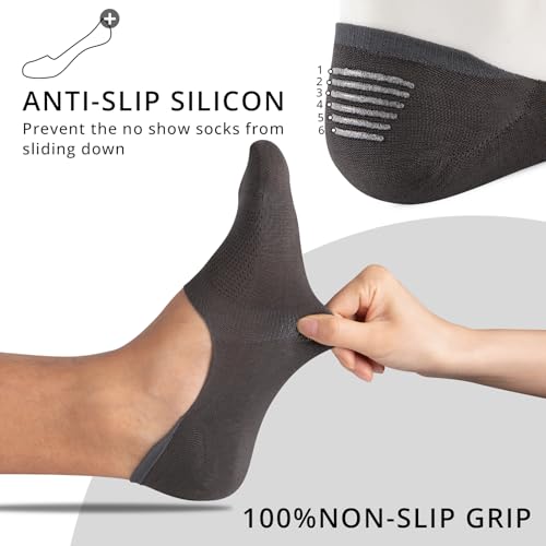 COOPLUS 8 Pairs No Show Socks Men Non Slip Low Cut Cotton Invisible Socks for Loafer Flats3