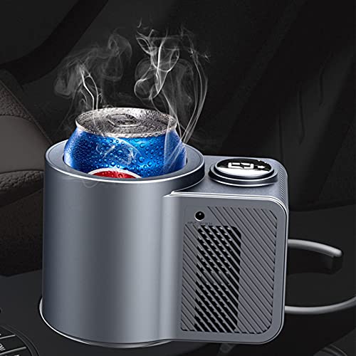 Image of Duokon Car Cooling Cup Holder, Portable Auto Refrigerator with 12V Cigarette Lighter Plug, Temperature Control, Travel Coffee Car Cup Holder for Outdoor Travel