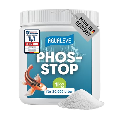 AGUALEVE® Phosstop 1kg *NEU* | bindet Phosphat extrem effektiv nach Algenbekämpfung & verhindert dadurch Neue Algen | für Fisch-, Garten- & Schwimmteiche | Made in Germany | für 20.000l Teichwasser