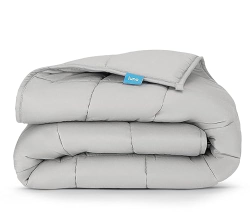 Luna [Weighted Blanket Cotton Cooling] Breathable 100% Oeko-Tex Premium Quality | Calming & Cool All Seasons Weighted Blankets For Adults [15Lbs - Queen - 60" X 80"] [Light Grey] #TOP6