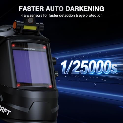 ARCCAPTAIN Auto Darkening Welding Helmet with Light, 3.94"X3.66" Large View - image 6