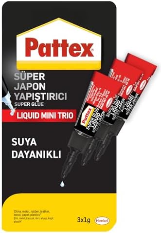 Pattex Süper Yapıştırıcı Mini Trio, Kaliteli Onarımlar için Çok Amaçlı Güçlü Yapıştırıcı, Özel Kapağıyla Kolay Kullanımlı Hızlı Yapıştırıcı, 3x1g — Amazon ürün görseli