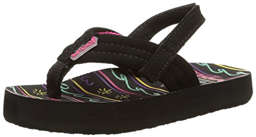 Reef Little Ahi Sandal (Infant/Toddler/Little Kid/Big Kid), Black/Waves, 3/4 M US Infant