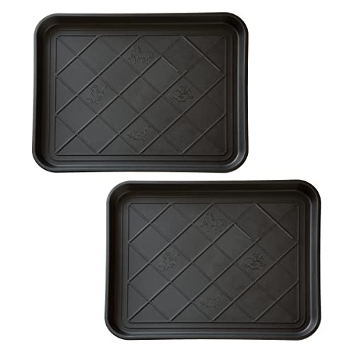 Stalwart black plastic all-weather boot tray with raised edge