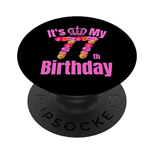 77 Año viejo cumpleaños mujeres flor su 77 cumpleaños PopSockets PopGrip Intercambiable