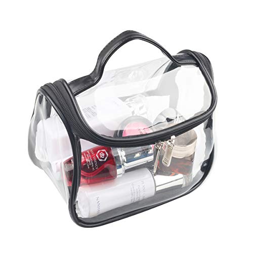 Heavy Duty Clear Cosmetic Bag Waterproof Transparent Travel Makeup Toiletry Organizer Bag (Black) - Thumbnail 7