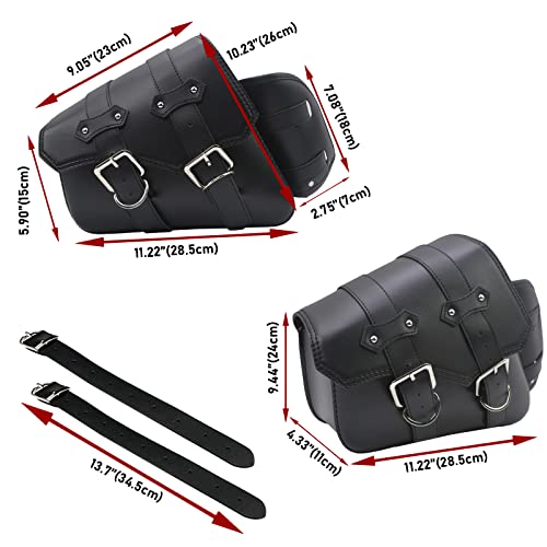 Yomtovm Motorcycle Black Side Pouch Pu Leather Saddlebags Saddle Bags Luggage Bag Replacement For Harley Sportster Xl883 Xl1200 (Left, With Side Tool Bag) #TOP2