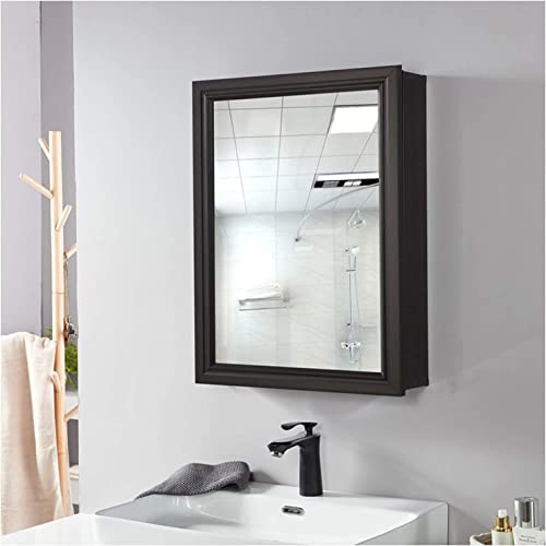 Armario de pared con espejo de baño moderno de 1 puerta con 2 estantes, almacenamiento de medicamentos blanco para baño y sala de estar, 50 x 69,8 cm