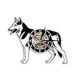 KELITINAus Wanduhr Hängen Nachtlampe 7 Farbfernbieter Deutscher Schäferhund Vintage Silhouette Handmade Hängende Einzigartige Geschenke Hintergrundbeleuchtung Led Leuchthülle 12 Zoll Home Decor - Mit