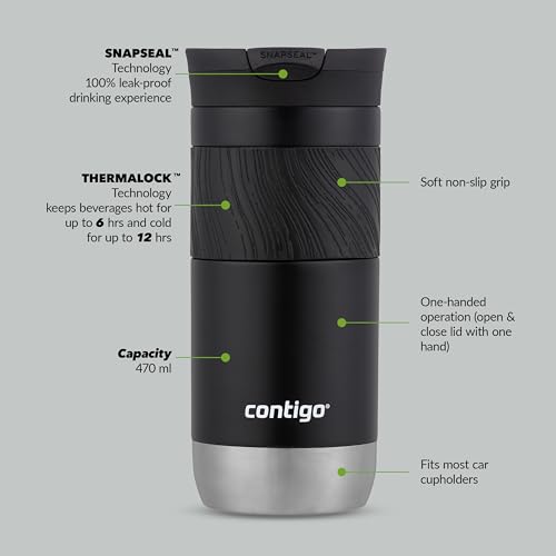 Image of Contigo Byron 2.0 Thermo Mug, Stainless Steel Insulated With Snapseal Closure, 100% Leak Proof, Keeps Warm up to 5 Hours & Cold up to 12 Hours, 470 ml