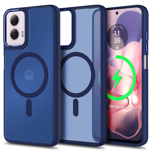 YZB Magnetic for Motorola Moto G Power-5G-2024 Case, Blue | Compatible with MagSafe, Translucent Matte Scratch-Resistant Back, Military-Grade Protection Shockproof Slim Phone Cover