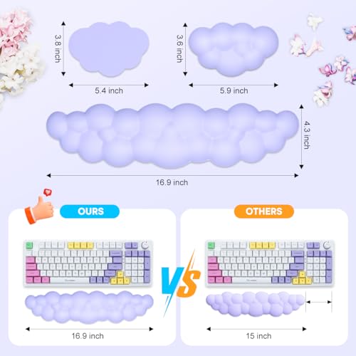 Image of JIKIOU Upgrade Leather Cloud Wrist Rest for Keyboard and Mouse & Cup Pad | Wish Gift-Cute Cloud Shape, Comfortable and don't Irritate to Skin, Non-Slip PU Base,Soft Memory Foam filled for Pain Relief