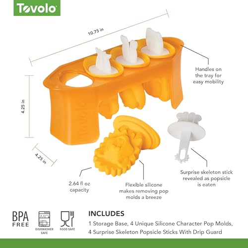 Image of Tovolo Animal Popsicle Molds Zoo Crew Set of 4 Reusable Popsicle Molds with Sticks Bear Lion Monkey Elephant, BPA Free Silicone Pop Maker for Kids, Dishwasher Safe Animal Ice Molds for Frozen Treats