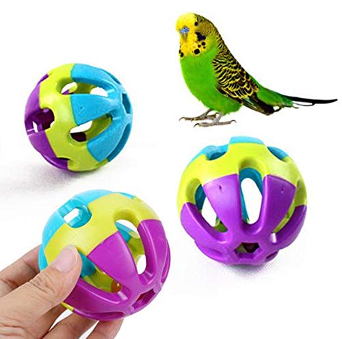 Hpybest Lot de 3 Boules de Morsure en ABS 7 cm avec Clochette Jouet à mâcher pour Animal de Compagnie Jouets d'entraînement interactifs Multicolore