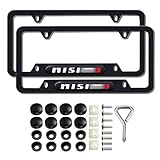 2 Pcs Black License Plate Frames License Plate Covers Compatible for 370Z GT-R Juke Skyline Patrol Murano nismo Accessories Metal Aluminum Material Screw caps Cover Set