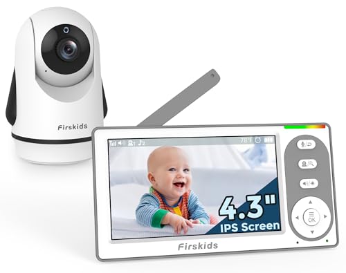 Image of Firskids Baby Monitor with Camera and Audio, 30-Hour Battery, 4.3" IPS Split-Screen Baby Monitor, Pan-Tilt-Zoom Camera, No WiFi Required, 2-Way Talk, Night Vision Plug & Play