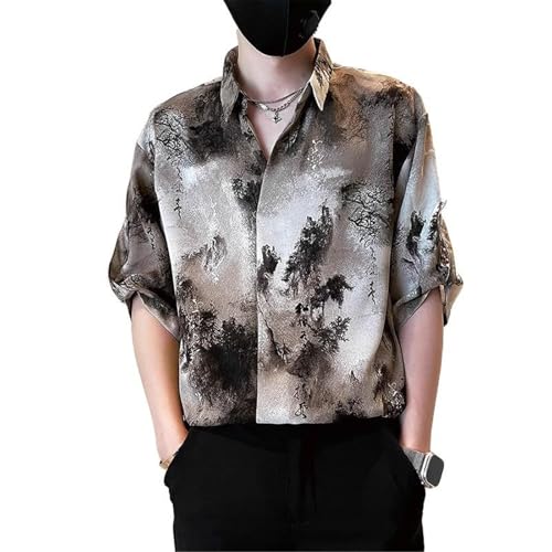 T-Shirt Homme Style Chinois col mao lin avec boutons traditionnels pour été